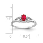 14k White Gold 5x3mm Oval Ruby and AA Diamond Ring