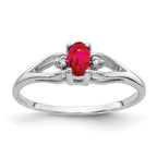 14k White Gold 5x3mm Oval Ruby and AAA Diamond Ring