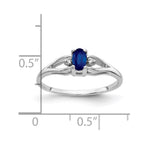 14k White Gold 5x3mm Oval Blue Sapphire and AA Diamond Ring