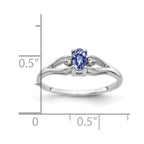 14k White Gold 5x3mm Oval Tanzanite and AA Diamond Ring