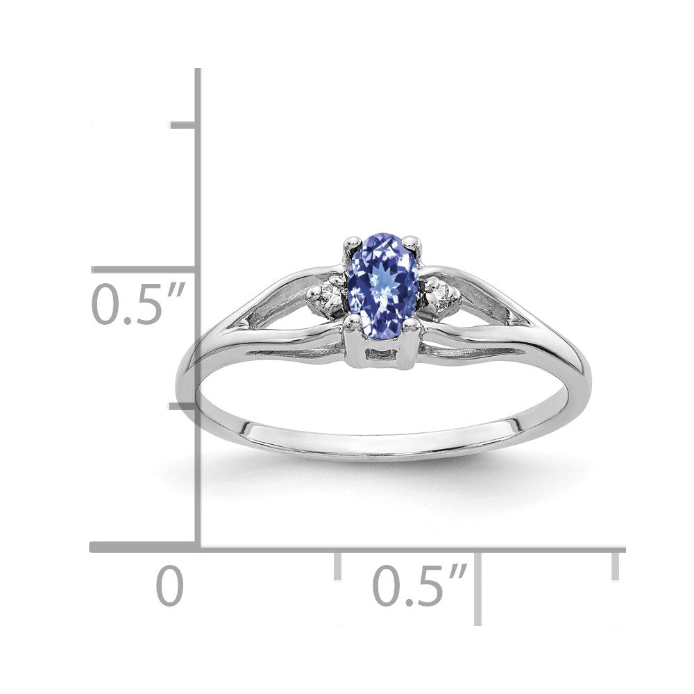 14k White Gold 5x3mm Oval Tanzanite and AA Diamond Ring