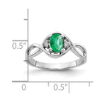 14k White Gold 6x4mm Oval Emerald and AA Diamond Ring