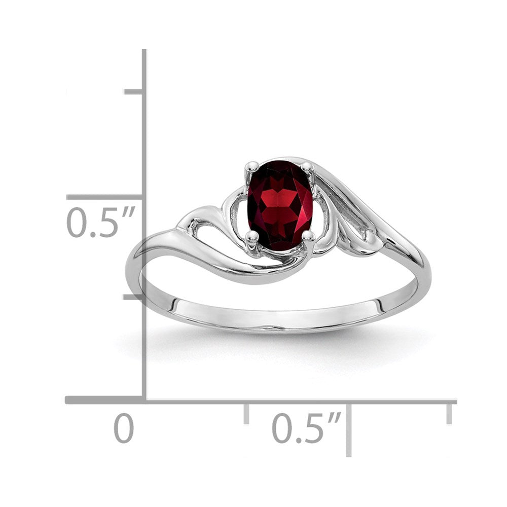 14k White Gold 6x4mm Oval Garnet Ring