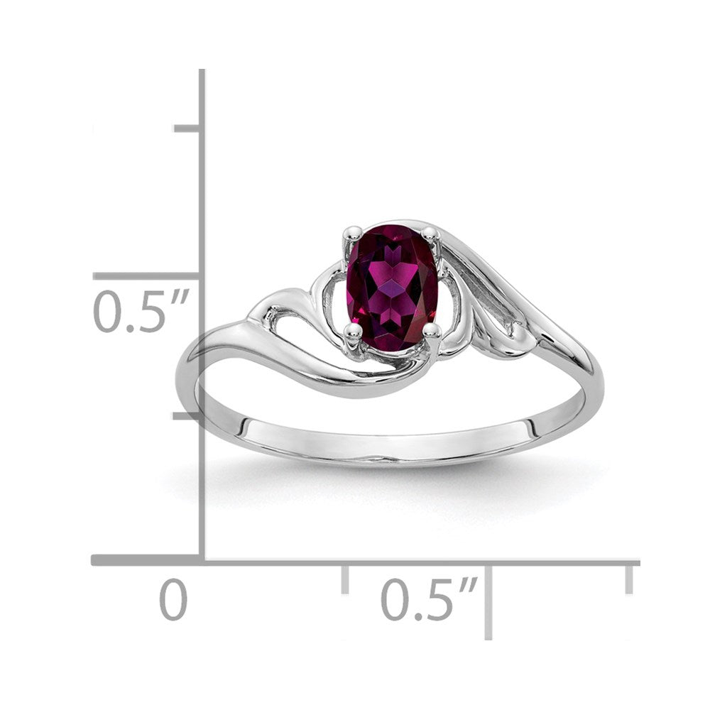 14k White Gold 6x4mm Oval Rhodolite Garnet Ring