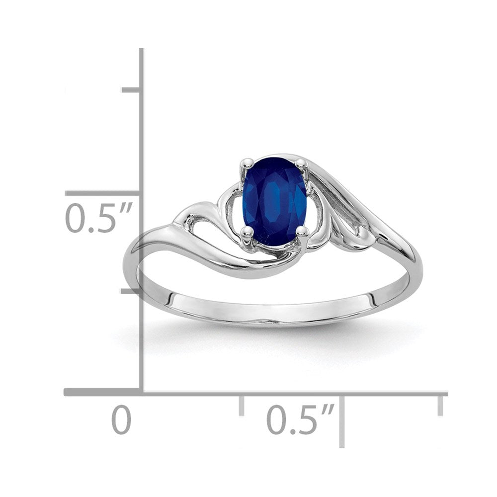 14k White Gold 6x4mm Oval Blue Sapphire Ring