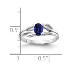 14k White Gold 6x4mm Oval Blue Sapphire Ring