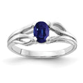 14k White Gold 6x4mm Oval Blue Sapphire Ring