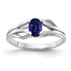 14k White Gold 6x4mm Oval Blue Sapphire Ring