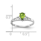 14k White Gold 6x4mm Pear Peridot Filigree Ring