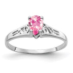 14k White Gold 6x4mm Pear Pink Tourmaline Filigree Ring