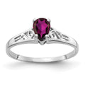 14k White Gold 6x4mm Pear Rhodolite Garnet Filigree Ring