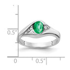 14k White Gold 6x4mm Oval Emerald and AA Diamond Ring