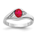 14k White Gold 6x4mm Oval Ruby and 1/8 carat AA Diamond Ring