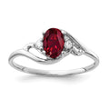 14k White Gold 6x4mm Oval Lab-Created Ruby and AAA Diamond Ring