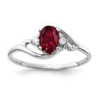 14k White Gold 6x4mm Oval Lab-Created Ruby and AAA Diamond Ring