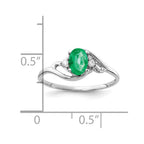 14k White Gold 6x4mm Oval Emerald and A Diamond Ring