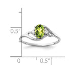 14k White Gold 6x4mm Oval Peridot and VS Diamond Ring