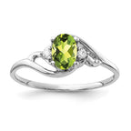 14k White Gold 6x4mm Oval Peridot and A Diamond Ring