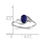 14k White Gold 6x4mm Oval Blue Sapphire and A Diamond Ring