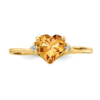 14k 6mm Heart Citrine and A Diamond Ring