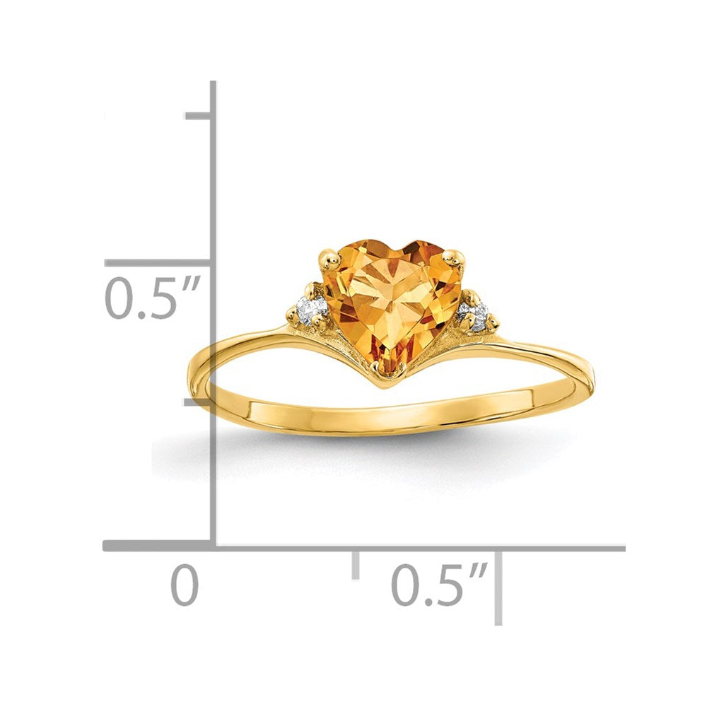 14k 6mm Heart Citrine and A Diamond Ring