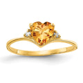 14k 6mm Heart Citrine and A Diamond Ring