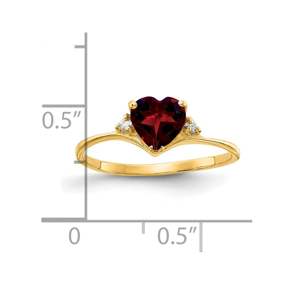 14k 6mm Heart Garnet and AA Diamond Ring