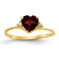 14k 6mm Heart Garnet and VS Diamond Ring