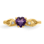14k 5mm Heart Amethyst and A Diamond Ring