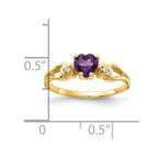 14k 5mm Heart Amethyst and VS Diamond Ring