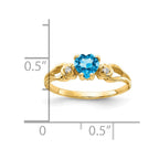 14k 5mm Heart Blue Topaz and A Diamond Ring