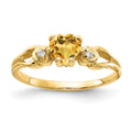 14k 5mm Heart Citrine and A Diamond Ring