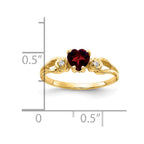 14k 5mm Heart Garnet and AAA Diamond Ring