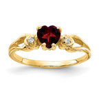 14k 5mm Heart Garnet and AAA Diamond Ring