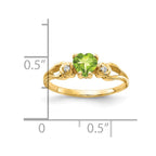 14k 5mm Heart Peridot and AA Diamond Ring