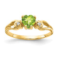 14k 5mm Heart Peridot and AAA Diamond Ring