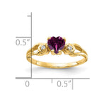 14k 5mm Heart Rhodolite Garnet and AA Diamond Ring