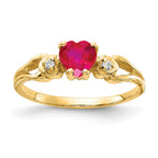 14k 5mm Heart Ruby and AA Diamond Ring