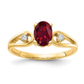 14k 7x5mm Oval Lab-Created Ruby and1/20 carat VS Diamond Ring