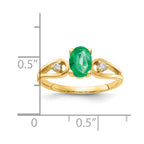 14k 7x5mm Oval Emerald and1/20 carat AA Diamond Ring