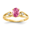 14k 7x5mm Oval Pink Tourmaline and 1/20 carat AAA Diamond Ring