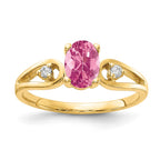14k 7x5mm Oval Pink Tourmaline and 1/20 carat VS Diamond Ring