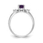 14k White Gold 7x5mm Oval Amethyst and 1/20 carat AA Diamond Ring