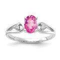 14k White Gold 7x5mm Oval Pink Sapphire and 1/20 carat AA Diamond Ring