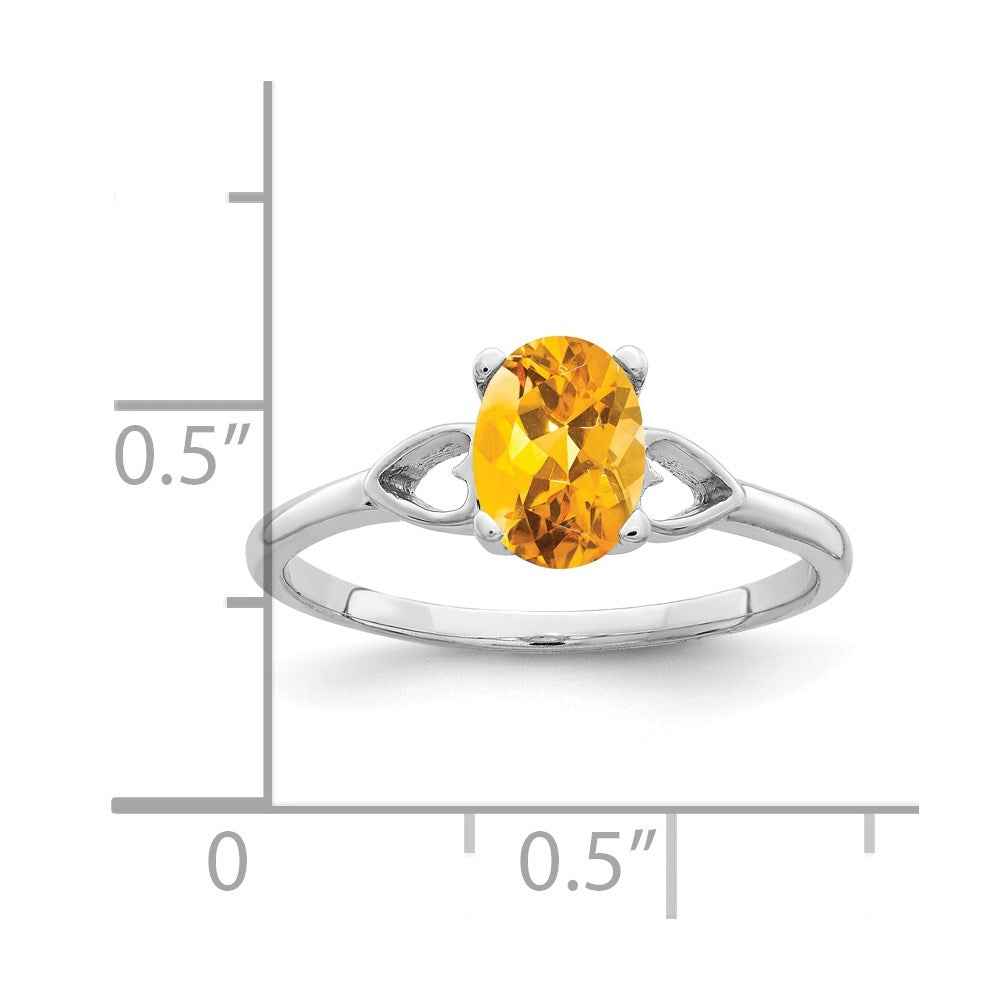 14k White Gold 7x5mm Oval Citrine Ring