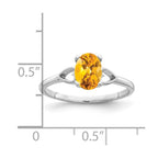 14k White Gold 7x5mm Oval Citrine Ring