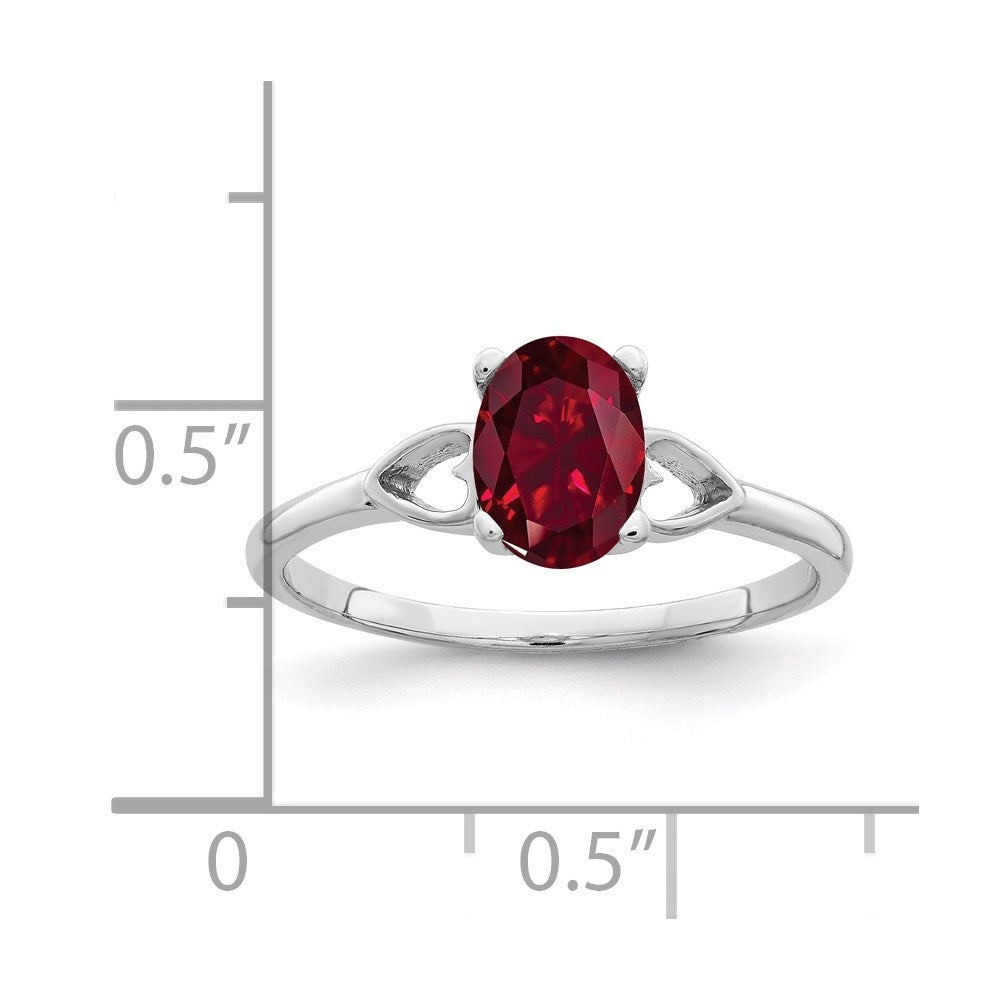 14k White Gold 7x5mm Oval Lab-Created Ruby Ring