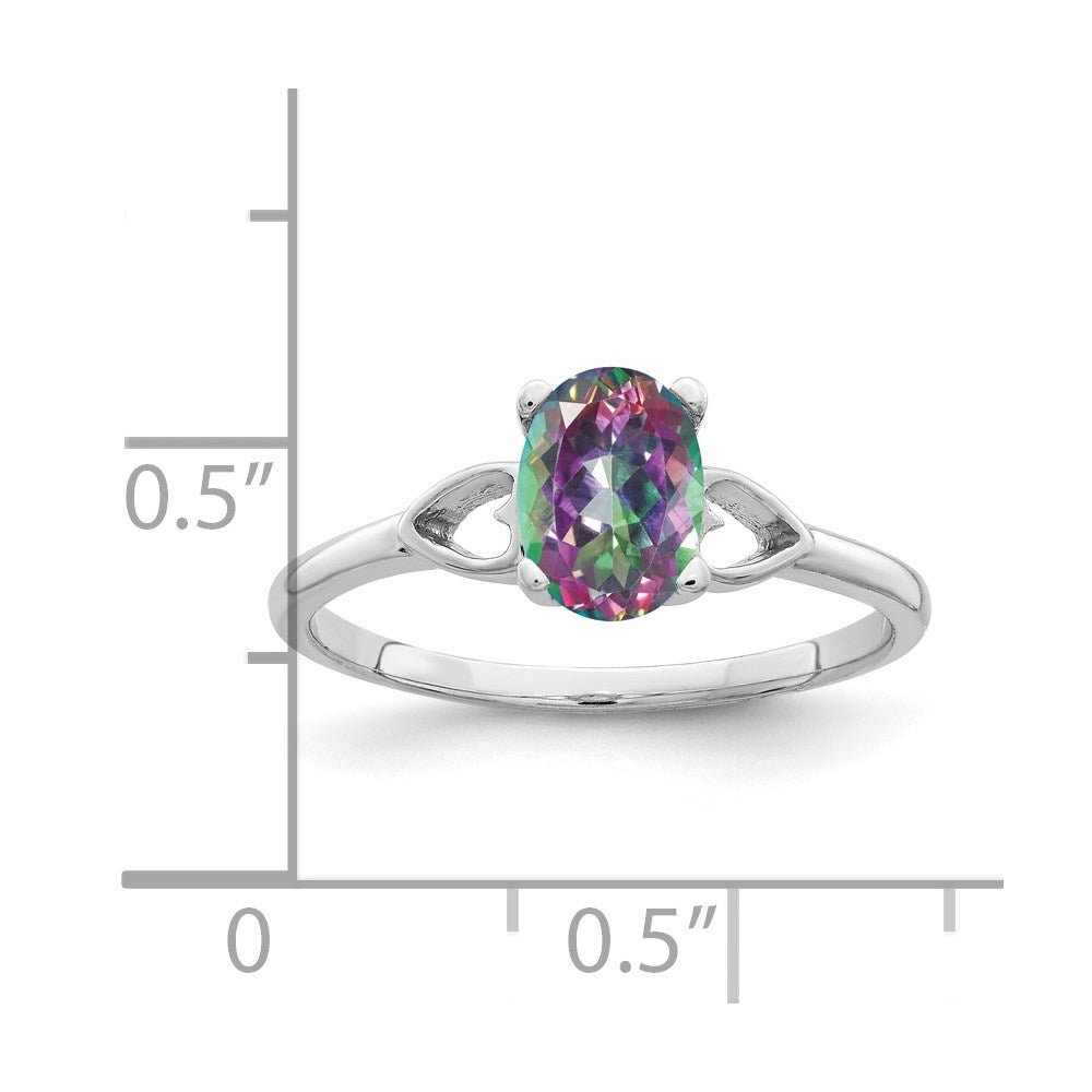 14k White Gold 7x5mm Oval Mystic Fire Topaz Ring