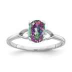 14k White Gold 7x5mm Oval Mystic Fire Topaz Ring