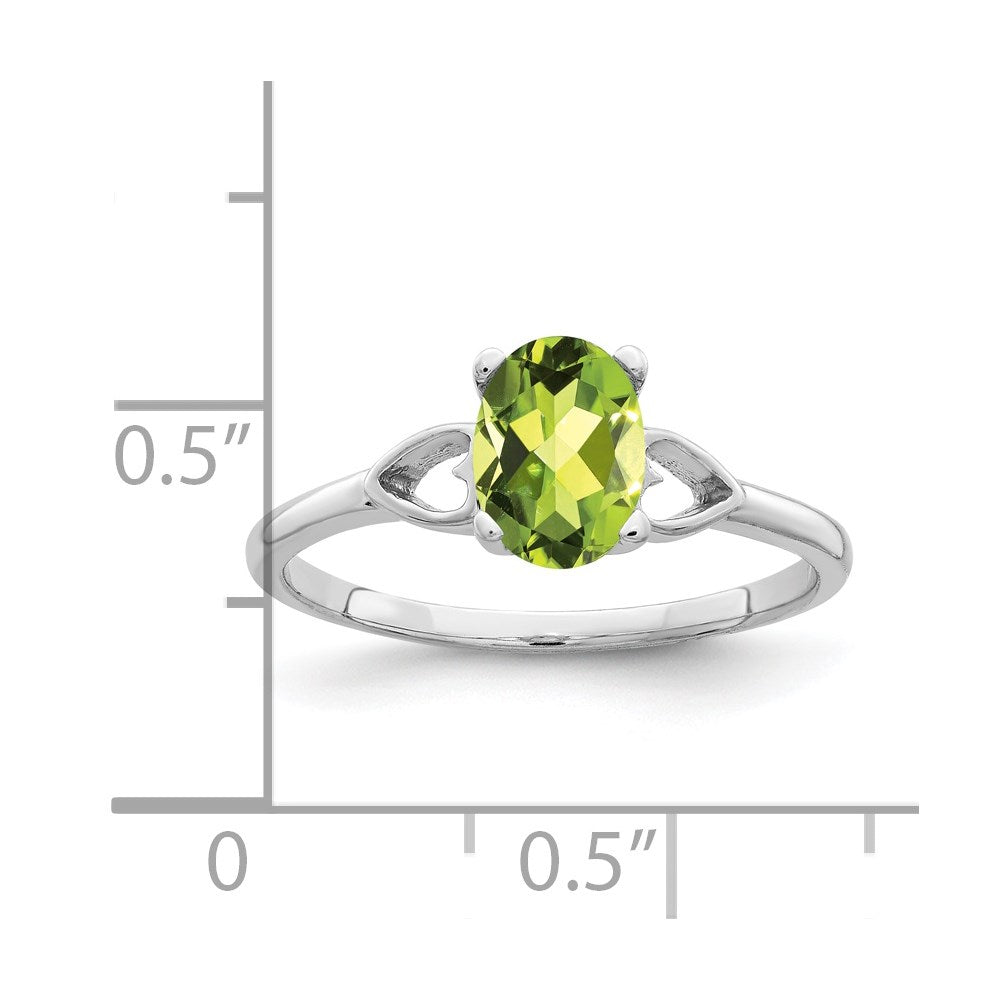 14k White Gold 7x5mm Oval Peridot Ring